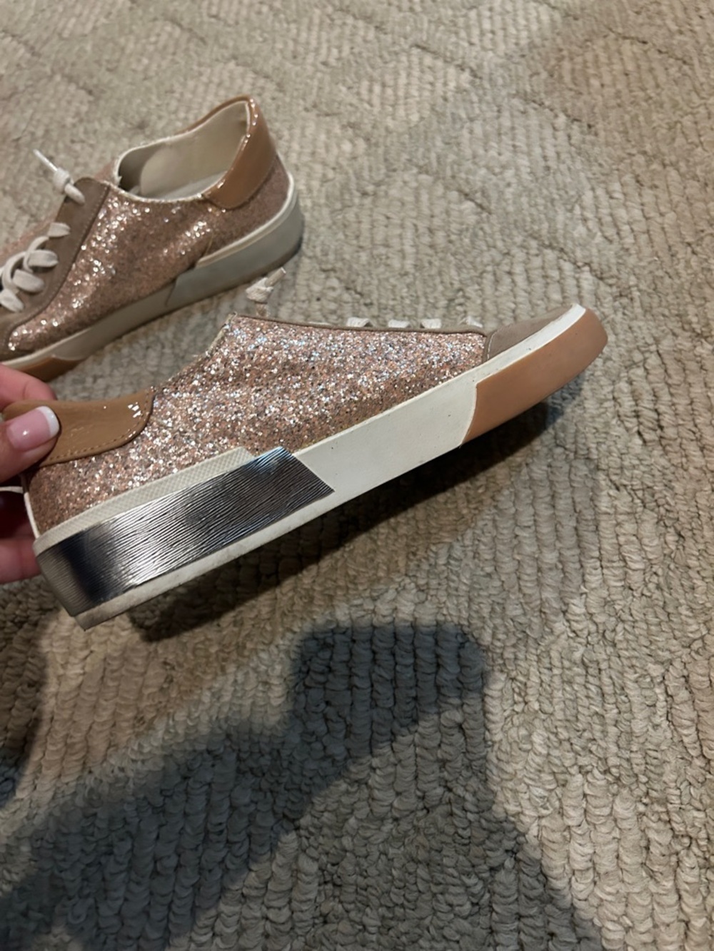 Dolce Vita Women’s Glitter Casual Sneakers - Rose Gold - Picture 10 of 13